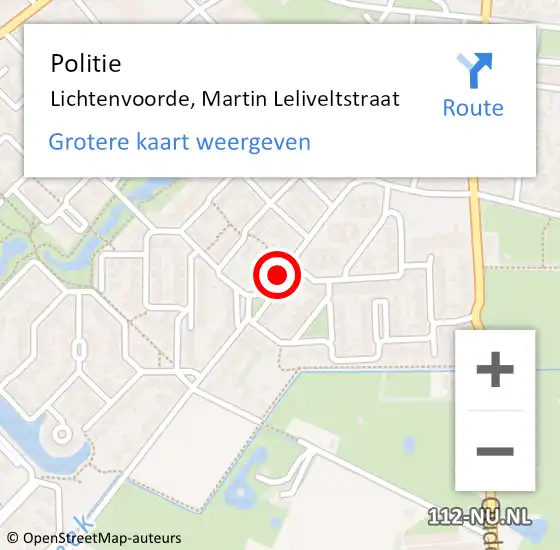 Locatie op kaart van de 112 melding: Politie Lichtenvoorde, Martin Leliveltstraat op 3 juli 2019 20:17