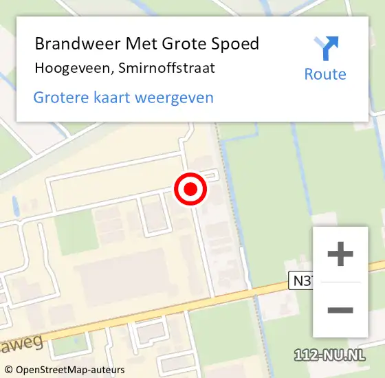 Locatie op kaart van de 112 melding: Brandweer Met Grote Spoed Naar Hoogeveen, Smirnoffstraat op 3 juli 2019 21:06