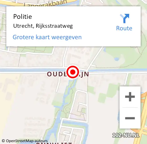 Locatie op kaart van de 112 melding: Politie Utrecht, Rijksstraatweg op 3 juli 2019 21:20