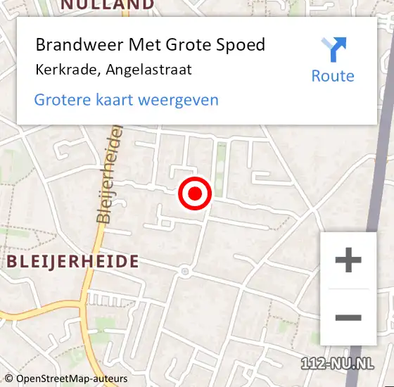 Locatie op kaart van de 112 melding: Brandweer Met Grote Spoed Naar Kerkrade, Angelastraat op 3 juli 2019 22:14