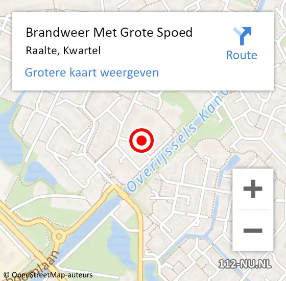 Locatie op kaart van de 112 melding: Brandweer Met Grote Spoed Naar Raalte, Kwartel op 27 september 2013 19:23