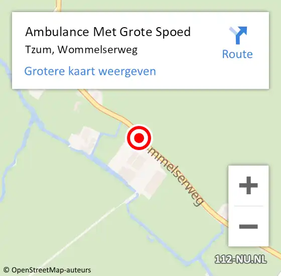 Locatie op kaart van de 112 melding: Ambulance Met Grote Spoed Naar Tzum, Wommelserweg op 3 juli 2019 22:32