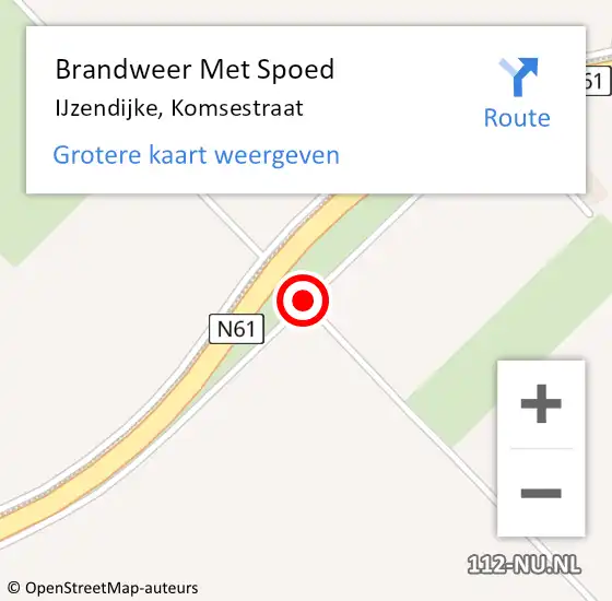 Locatie op kaart van de 112 melding: Brandweer Met Spoed Naar IJzendijke, Komsestraat op 3 juli 2019 22:36