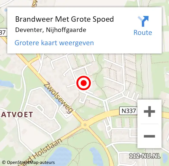 Locatie op kaart van de 112 melding: Brandweer Met Grote Spoed Naar Deventer, Nijhoffgaarde op 3 juli 2019 22:46