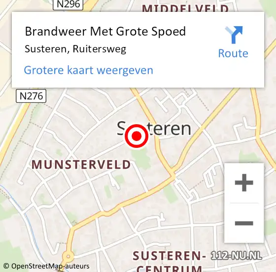 Locatie op kaart van de 112 melding: Brandweer Met Grote Spoed Naar Susteren, Ruitersweg op 3 juli 2019 22:52