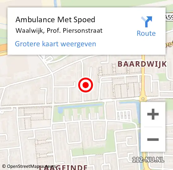 Locatie op kaart van de 112 melding: Ambulance Met Spoed Naar Waalwijk, Prof. Piersonstraat op 4 juli 2019 01:13