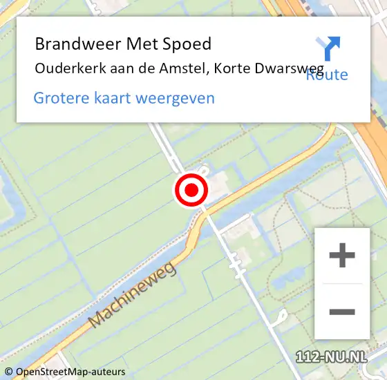 Locatie op kaart van de 112 melding: Brandweer Met Spoed Naar Ouderkerk aan de Amstel, Korte Dwarsweg op 4 juli 2019 01:19