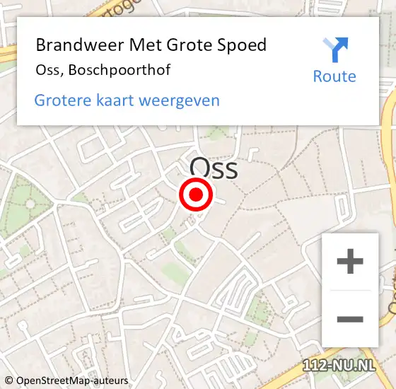 Locatie op kaart van de 112 melding: Brandweer Met Grote Spoed Naar Oss, Boschpoorthof op 4 juli 2019 02:21