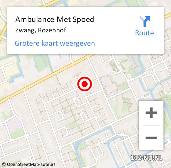 Locatie op kaart van de 112 melding: Ambulance Met Spoed Naar Zwaag, Rozenhof op 4 juli 2019 06:03