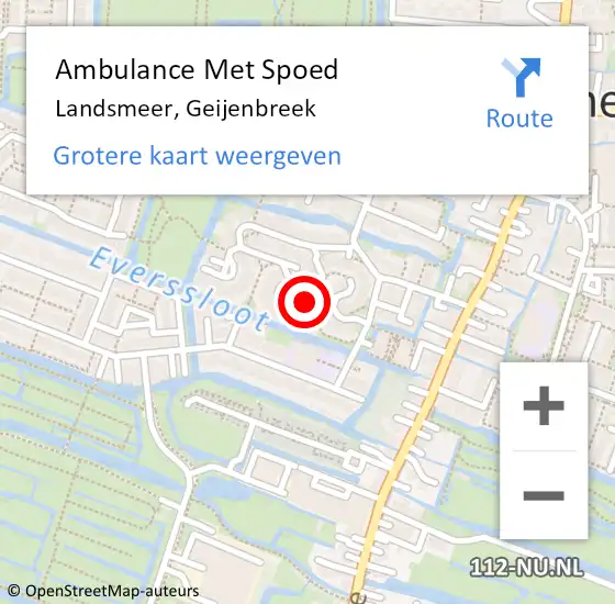 Locatie op kaart van de 112 melding: Ambulance Met Spoed Naar Landsmeer, Geijenbreek op 4 juli 2019 07:04