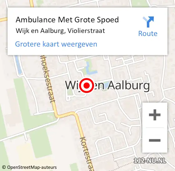 Locatie op kaart van de 112 melding: Ambulance Met Grote Spoed Naar Wijk en Aalburg, Violierstraat op 4 juli 2019 07:21