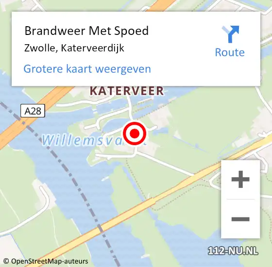 Locatie op kaart van de 112 melding: Brandweer Met Spoed Naar Zwolle, Katerveerdijk op 4 juli 2019 07:52