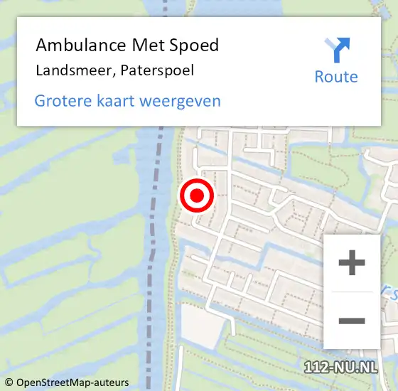 Locatie op kaart van de 112 melding: Ambulance Met Spoed Naar Landsmeer, Paterspoel op 4 juli 2019 08:08