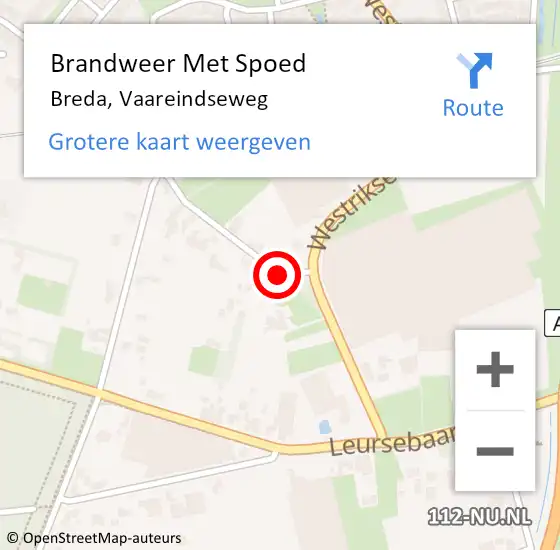 Locatie op kaart van de 112 melding: Brandweer Met Spoed Naar Breda, Vaareindseweg op 4 juli 2019 08:35