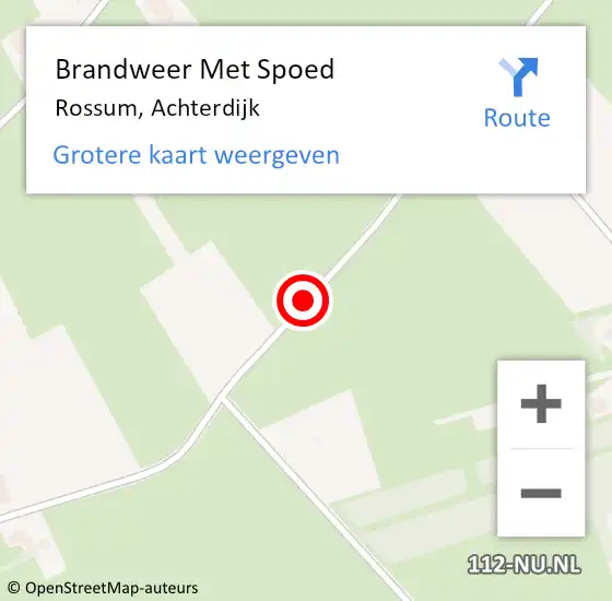 Locatie op kaart van de 112 melding: Brandweer Met Spoed Naar Rossum, Achterdijk op 4 juli 2019 10:02