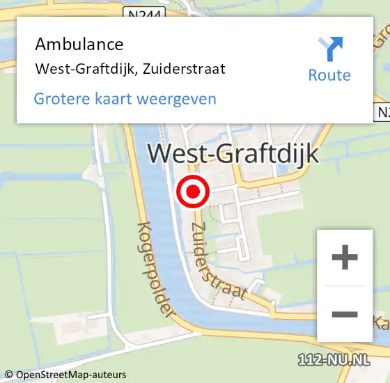 Locatie op kaart van de 112 melding: Ambulance West-Graftdijk, Zuiderstraat op 4 juli 2019 10:02