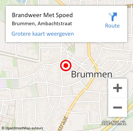 Locatie op kaart van de 112 melding: Brandweer Met Spoed Naar Brummen, Ambachtstraat op 27 september 2013 19:32