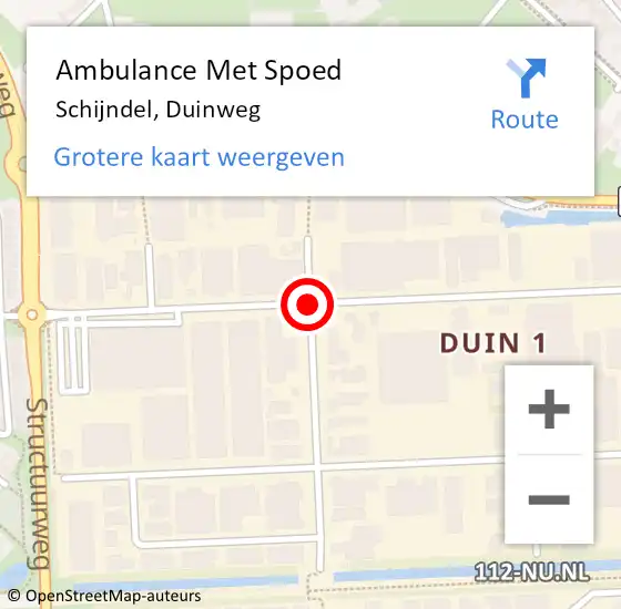 Locatie op kaart van de 112 melding: Ambulance Met Spoed Naar Schijndel, Duinweg op 4 juli 2019 12:26