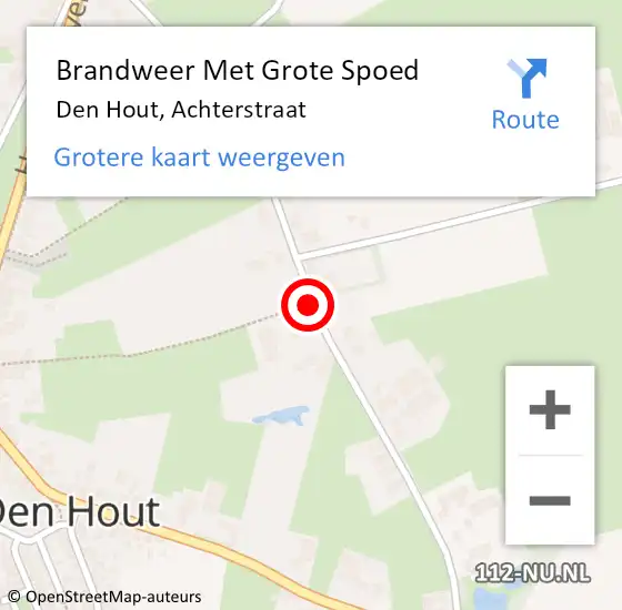 Locatie op kaart van de 112 melding: Brandweer Met Grote Spoed Naar Den Hout, Achterstraat op 4 juli 2019 12:51