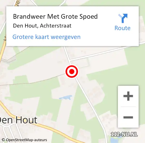 Locatie op kaart van de 112 melding: Brandweer Met Grote Spoed Naar Den Hout, Achterstraat op 4 juli 2019 13:00