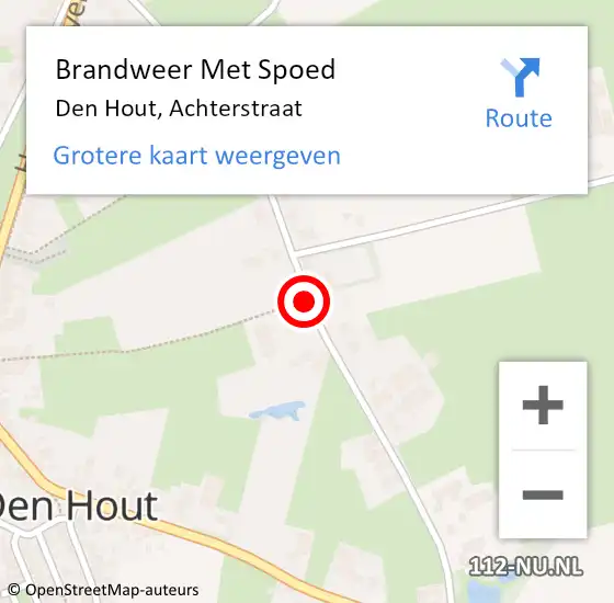 Locatie op kaart van de 112 melding: Brandweer Met Spoed Naar Den Hout, Achterstraat op 4 juli 2019 13:13