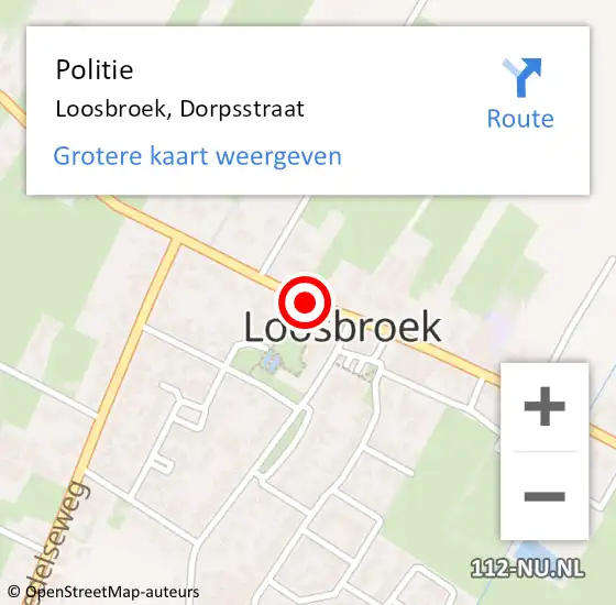 Locatie op kaart van de 112 melding: Politie Loosbroek, Dorpsstraat op 6 april 2014 15:17