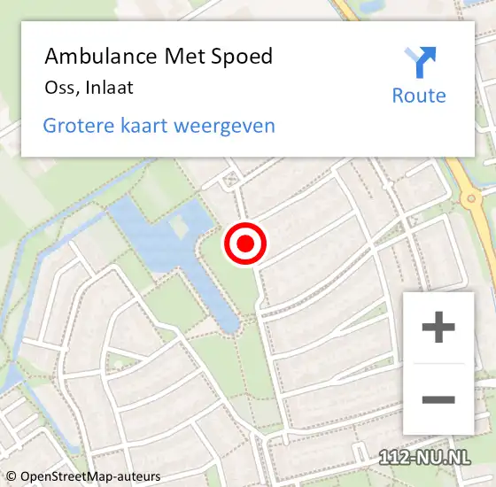 Locatie op kaart van de 112 melding: Ambulance Met Spoed Naar Oss, Inlaat op 6 april 2014 15:18