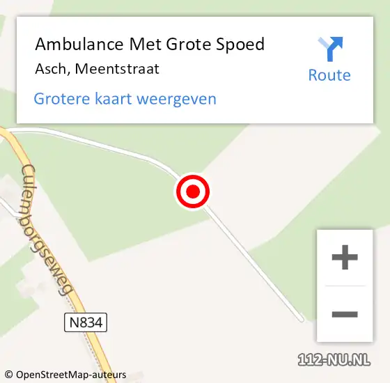 Locatie op kaart van de 112 melding: Ambulance Met Grote Spoed Naar Asch, Meentstraat op 4 juli 2019 13:42