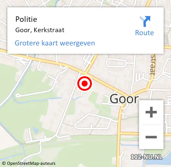 Locatie op kaart van de 112 melding: Politie Goor, Kerkstraat op 4 juli 2019 13:47