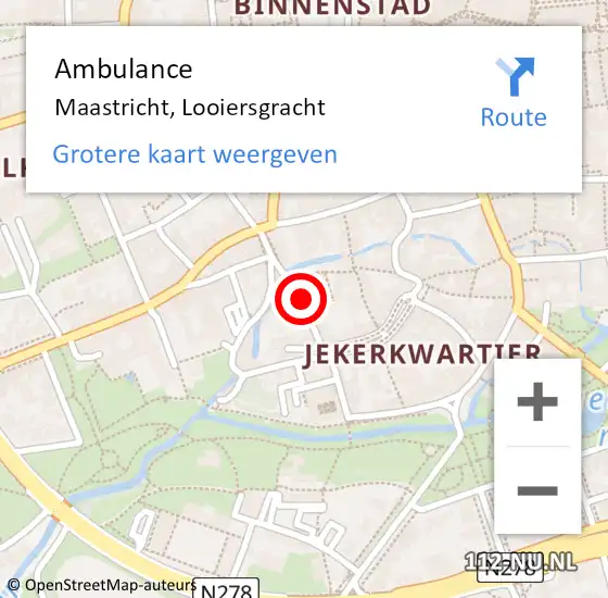 Locatie op kaart van de 112 melding: Ambulance Maastricht, Looiersgracht op 6 april 2014 15:21