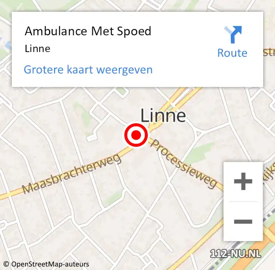 Locatie op kaart van de 112 melding: Ambulance Met Spoed Naar Linne op 4 juli 2019 13:54