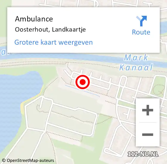 Locatie op kaart van de 112 melding: Ambulance Oosterhout, Landkaartje op 4 juli 2019 15:02