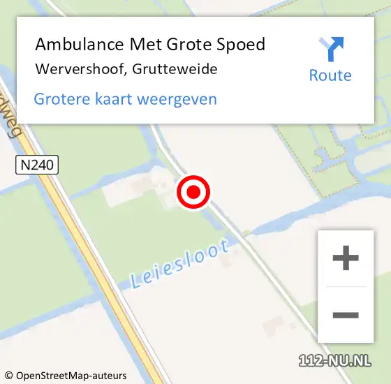 Locatie op kaart van de 112 melding: Ambulance Met Grote Spoed Naar Wervershoof, Grutteweide op 4 juli 2019 15:25