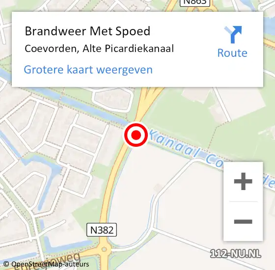 Locatie op kaart van de 112 melding: Brandweer Met Spoed Naar Coevorden, Alte Picardiekanaal op 4 juli 2019 15:33