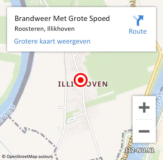 Locatie op kaart van de 112 melding: Brandweer Met Grote Spoed Naar Roosteren, Illikhoven op 4 juli 2019 16:19