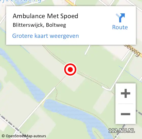 Locatie op kaart van de 112 melding: Ambulance Met Spoed Naar Blitterswijck, Boltweg op 4 juli 2019 16:31