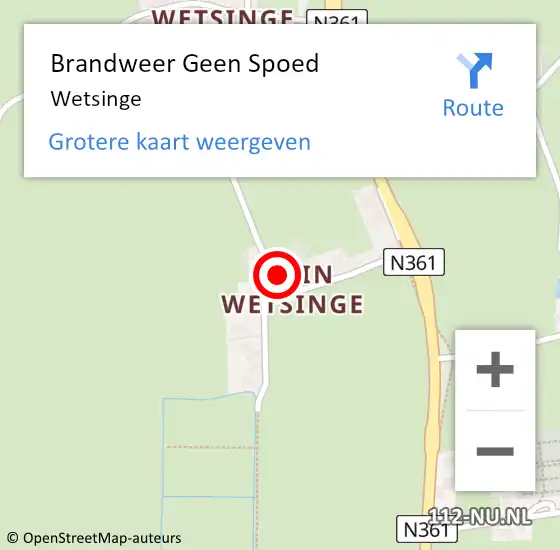 Locatie op kaart van de 112 melding: Brandweer Geen Spoed Naar Wetsinge op 4 juli 2019 17:09