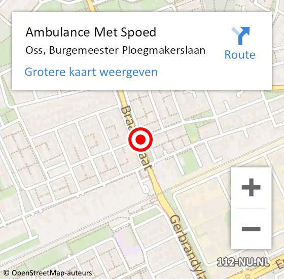 Locatie op kaart van de 112 melding: Ambulance Met Spoed Naar Oss, Burgemeester Ploegmakerslaan op 4 juli 2019 17:13