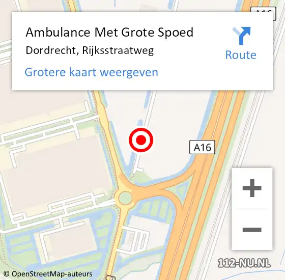 Locatie op kaart van de 112 melding: Ambulance Met Grote Spoed Naar Dordrecht, Rijksstraatweg op 4 juli 2019 18:34