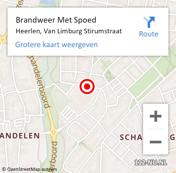 Locatie op kaart van de 112 melding: Brandweer Met Spoed Naar Heerlen, Van Limburg Stirumstraat op 4 juli 2019 18:42
