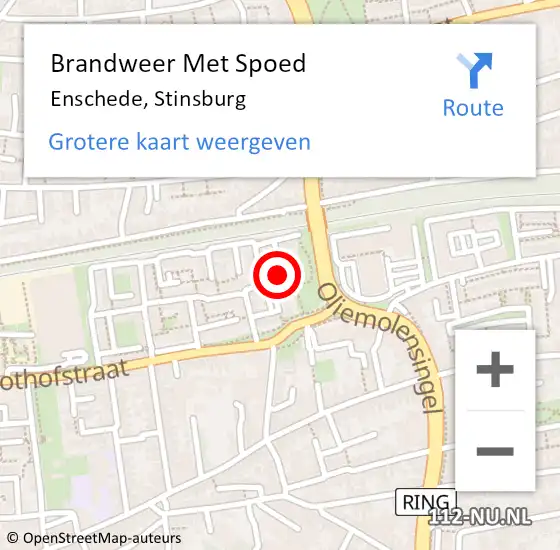 Locatie op kaart van de 112 melding: Brandweer Met Spoed Naar Enschede, Stinsburg op 4 juli 2019 18:51