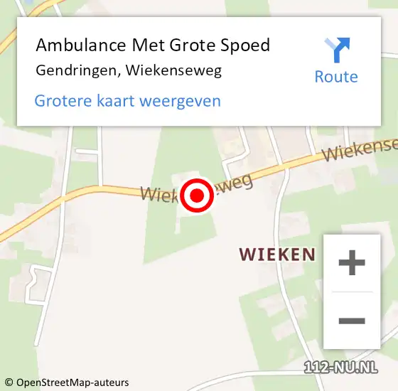 Locatie op kaart van de 112 melding: Ambulance Met Grote Spoed Naar Gendringen, Wiekenseweg op 4 juli 2019 19:30