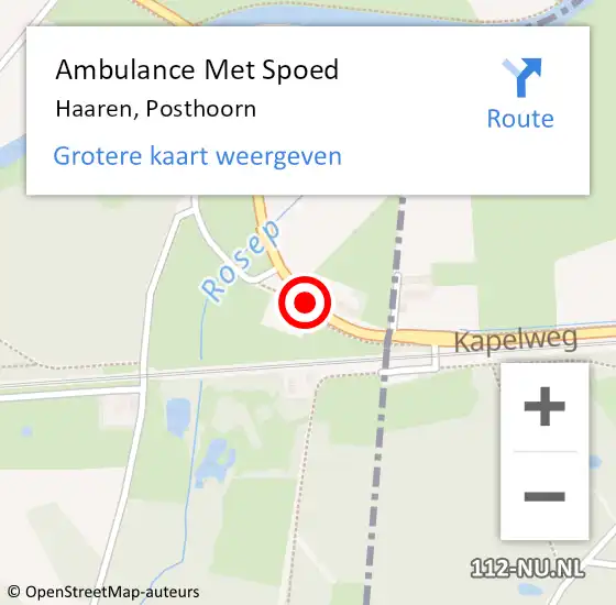 Locatie op kaart van de 112 melding: Ambulance Met Spoed Naar Haaren, Posthoorn op 4 juli 2019 19:55