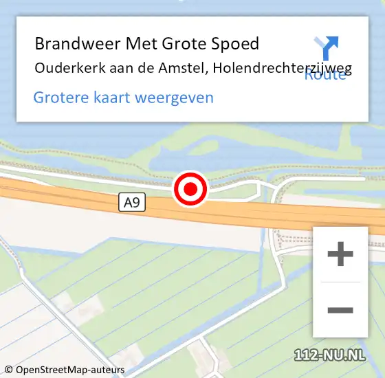 Locatie op kaart van de 112 melding: Brandweer Met Grote Spoed Naar Ouderkerk aan de Amstel, Holendrechterzijweg op 4 juli 2019 20:44
