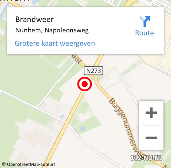 Locatie op kaart van de 112 melding: Brandweer Nunhem, Napoleonsweg op 4 juli 2019 20:53