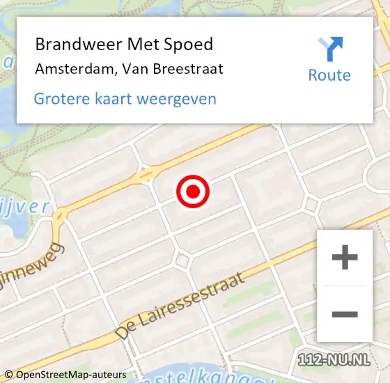 Locatie op kaart van de 112 melding: Brandweer Met Spoed Naar Amsterdam, Van Breestraat op 4 juli 2019 21:37