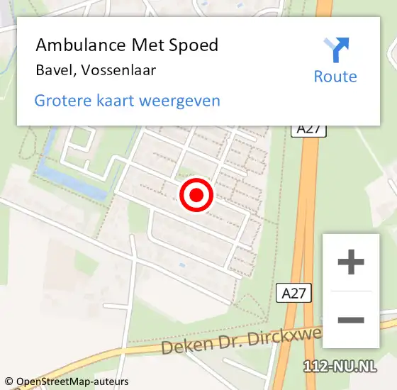 Locatie op kaart van de 112 melding: Ambulance Met Spoed Naar Bavel, Vossenlaar op 4 juli 2019 21:42