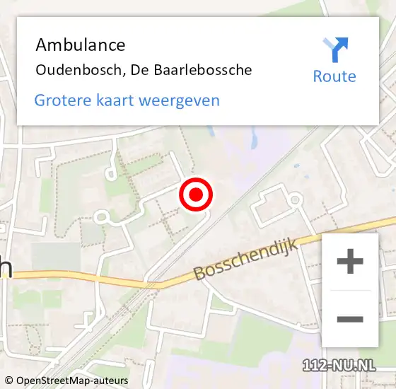 Locatie op kaart van de 112 melding: Ambulance Oudenbosch, De Baarlebossche op 4 juli 2019 21:55