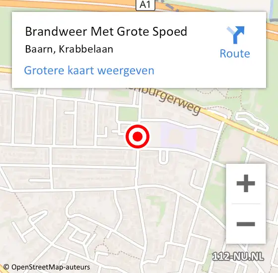 Locatie op kaart van de 112 melding: Brandweer Met Grote Spoed Naar Baarn, Prof. Krabbelaan op 4 juli 2019 22:47