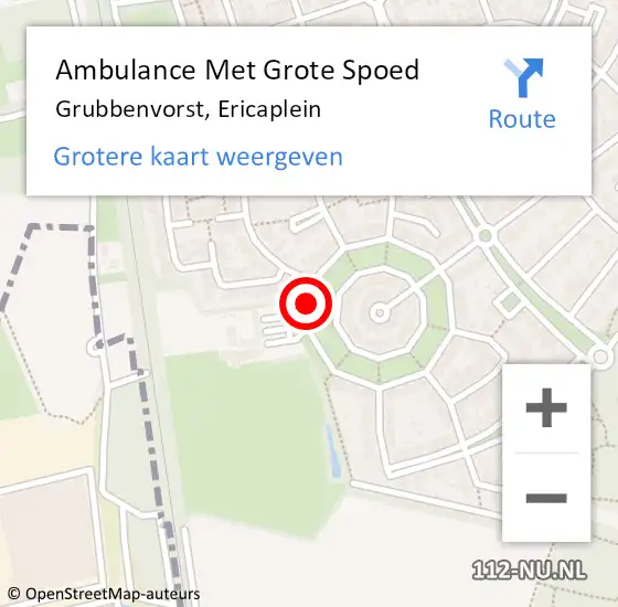 Locatie op kaart van de 112 melding: Ambulance Met Grote Spoed Naar Grubbenvorst, Ericaplein op 6 april 2014 16:33